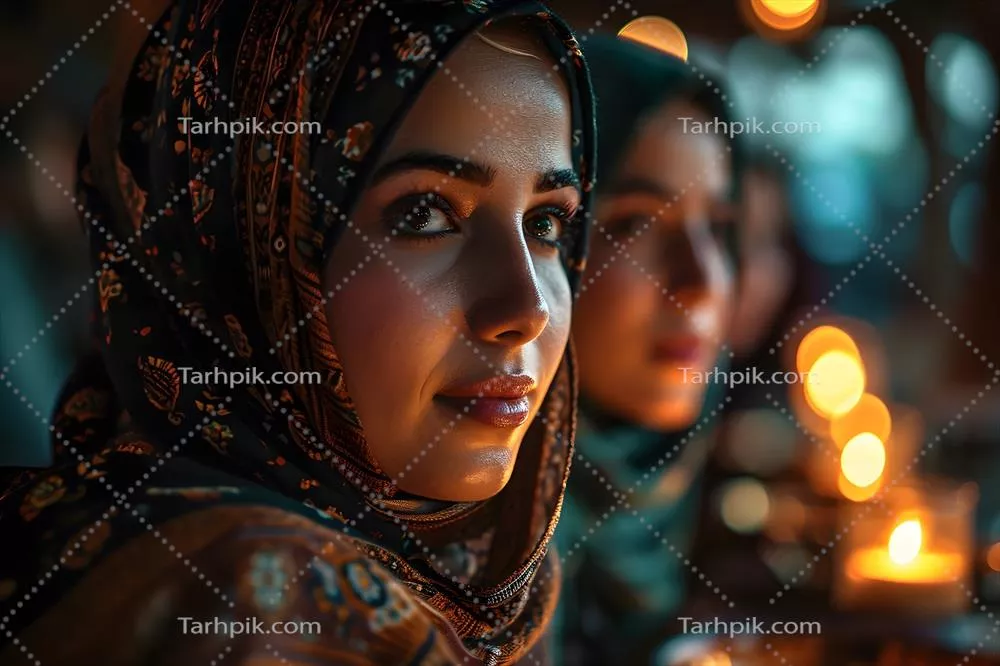 عکس زنان مسلمان عرب در حال برگزاری افطار ماه رمضان با غذاهای خوشمزه