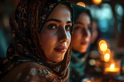 عکس زنان مسلمان عرب در حال برگزاری افطار ماه رمضان با غذاهای خوشمزه