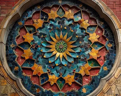 عکس نمایی دقیق از سقف مساجد با الگوهای هندسی زیبا و جذاب