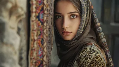 عکس زنی جوان در لباس سنتی با نگاهی پر از امید و آرزو