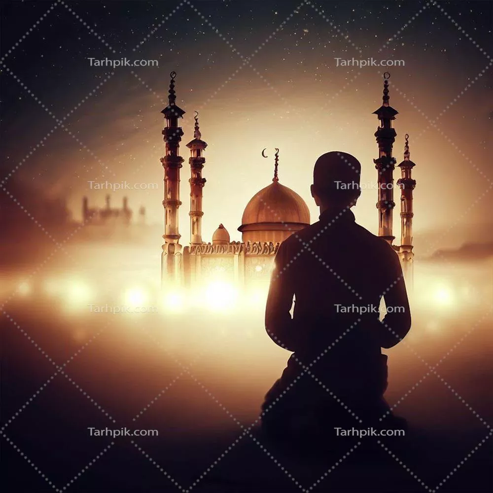 عکس تصویری زیبا از مسجد در ماه رمضان با فانوس های اسلامی