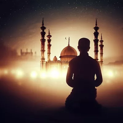 عکس تصویری زیبا از مسجد در ماه رمضان با فانوس های اسلامی