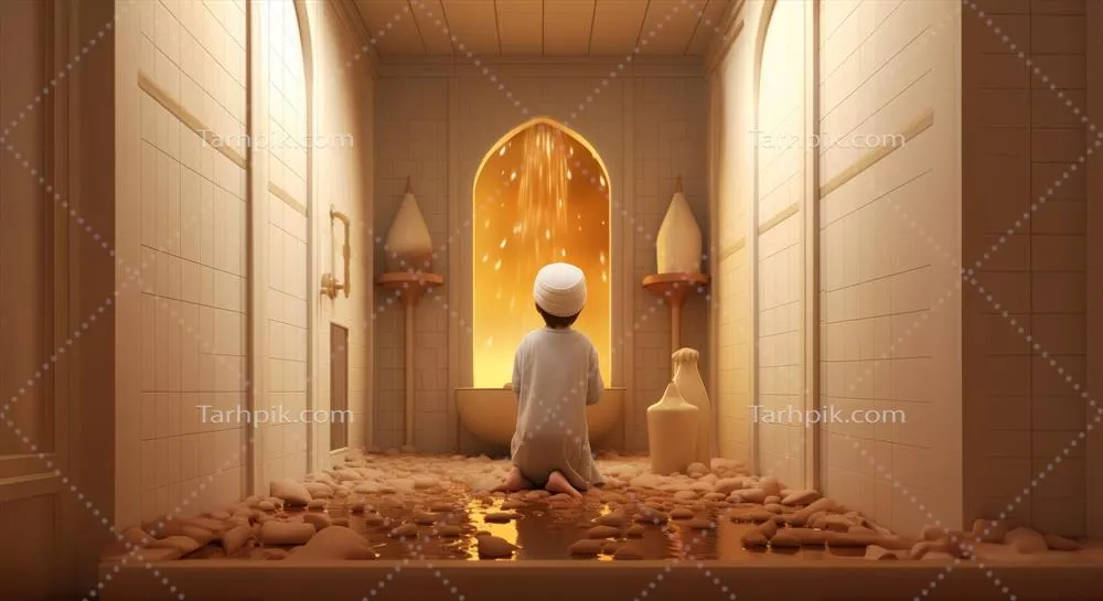 عکس لحظه ای آرام و دلنشین از یک دختر کوچک در حال انجام وضو