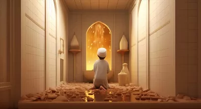 عکس لحظه ای آرام و دلنشین از یک دختر کوچک در حال انجام وضو