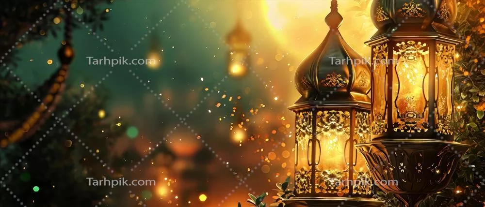 عکس پس زمینه لوکس و سه بعدی فانوس اسلامی برای جشن های رمضان و عید فطر