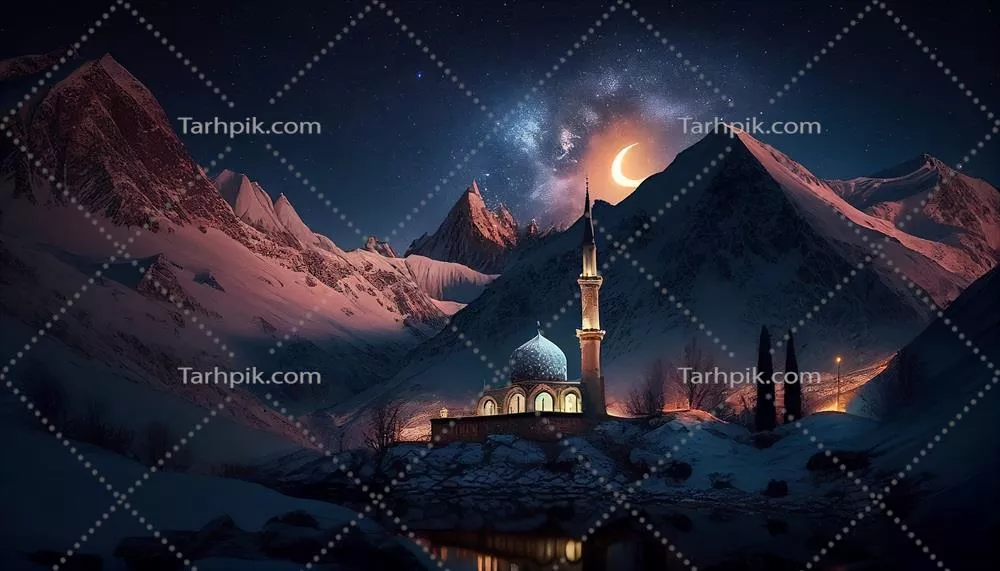 عکس تصویری زیبا از نمای مسجد با طراحی منحصر به فرد و جذاب
