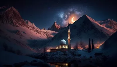 عکس تصویری زیبا از نمای مسجد با طراحی منحصر به فرد و جذاب