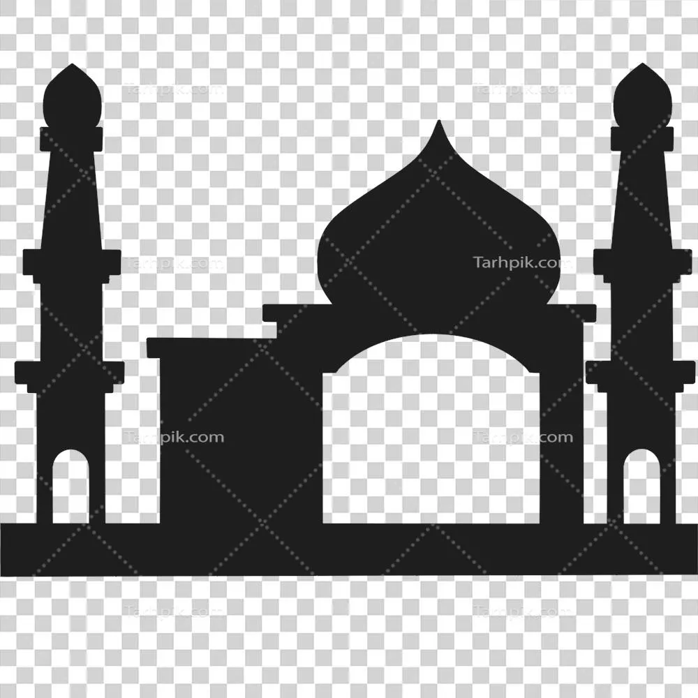 عکس دوربری تصویری زیبا از سیلوئت یک مسجد اسلامی با طراحی هنری