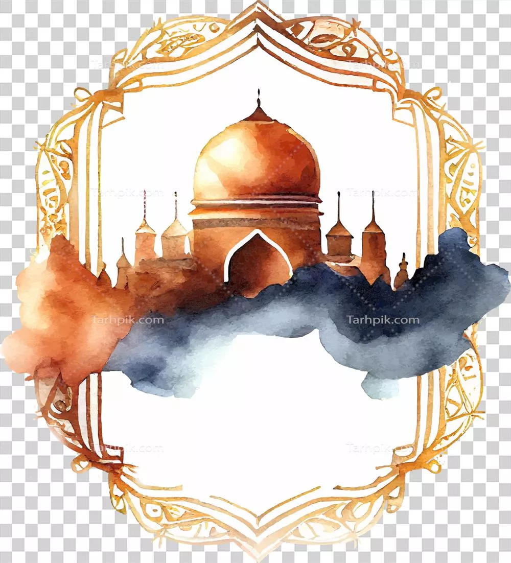 عکس دوربری مسجد اسلامی زیبا با طراحی آبرنگی و رنگ های دلنشین