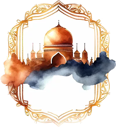 عکس دوربری مسجد اسلامی زیبا با طراحی آبرنگی و رنگ های دلنشین