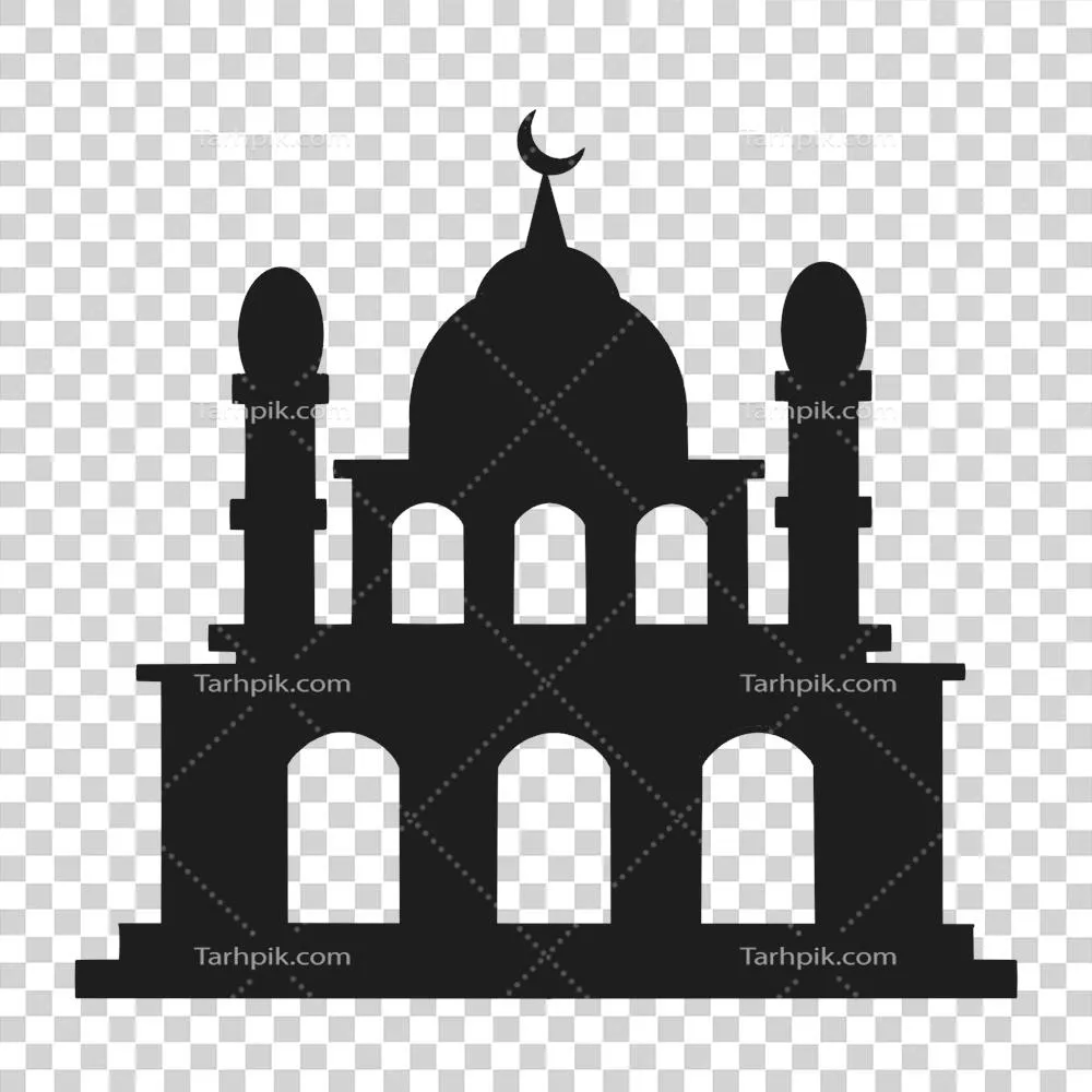 عکس دوربری تصویری زیبا از سیلوئت یک مسجد اسلامی با طراحی هنری