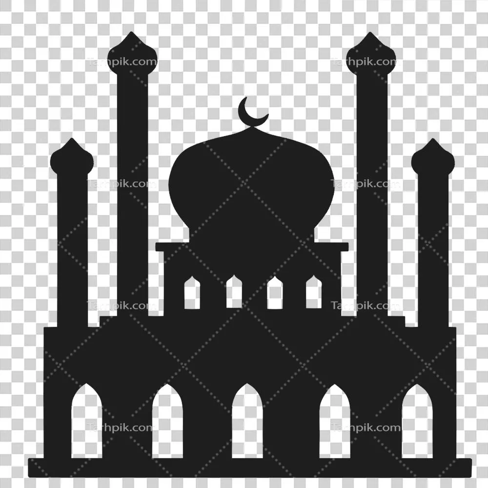 عکس دوربری تصویری زیبا از سیلوئت یک مسجد اسلامی با طراحی هنری و جذاب