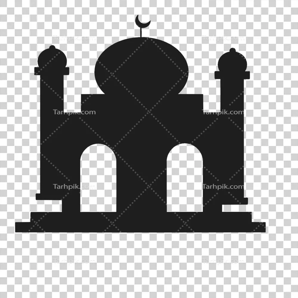 عکس دوربری تصویری زیبا از سیلوئت یک مسجد اسلامی با طراحی هنری و جذاب