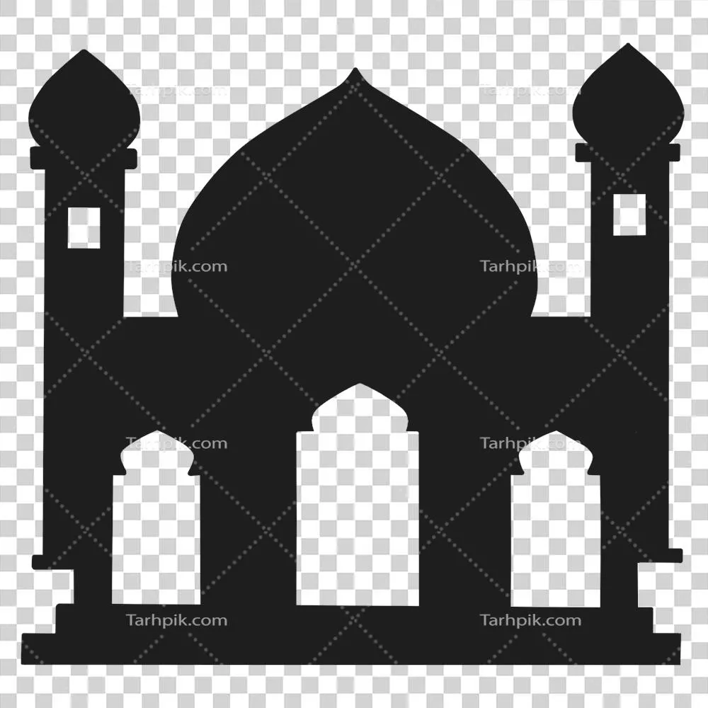 عکس دوربری تصویری زیبا از سیلوئت یک مسجد اسلامی با طراحی هنری و جذاب