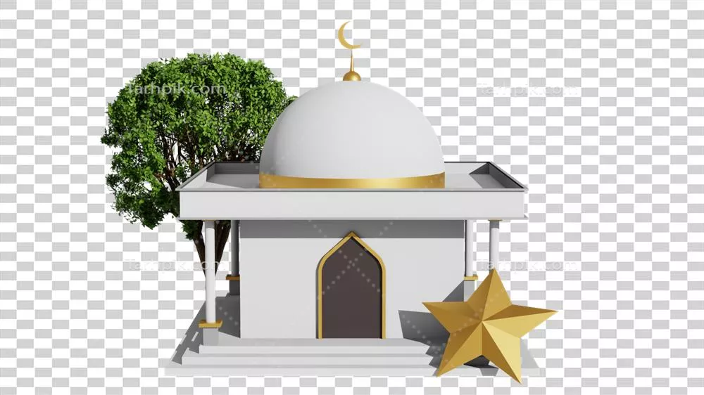 عکس دوربری تصویری زیبا از یک مسجد سه بعدی در ماه رمضان کریم