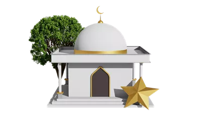 عکس دوربری تصویری زیبا از یک مسجد سه بعدی در ماه رمضان کریم