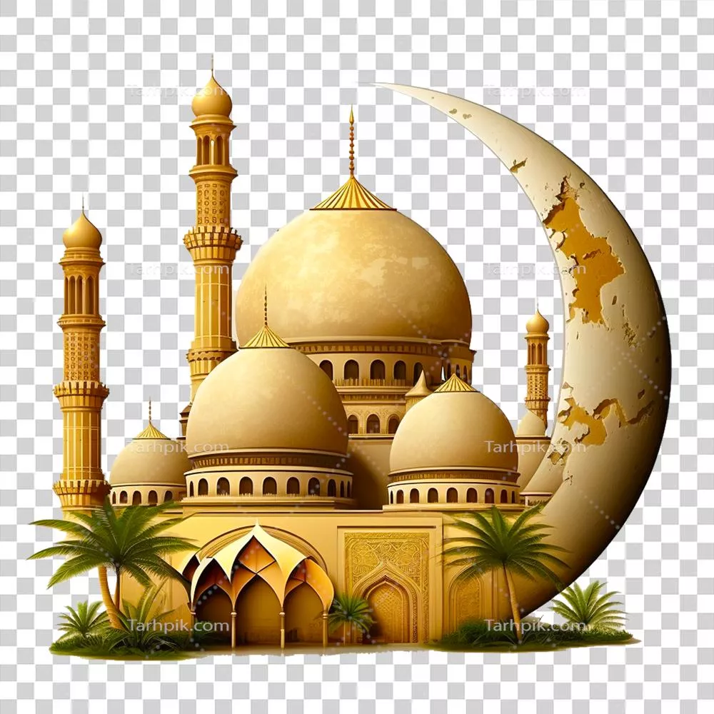 عکس دوربری تصویری زیبا و خلاقانه از یک مسجد اسلامی با طراحی هوش مصنوعی