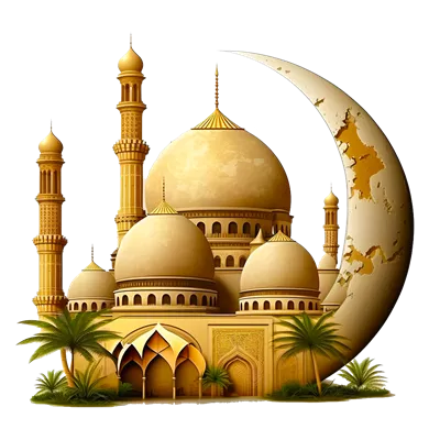 عکس دوربری تصویری زیبا و خلاقانه از یک مسجد اسلامی با طراحی هوش مصنوعی