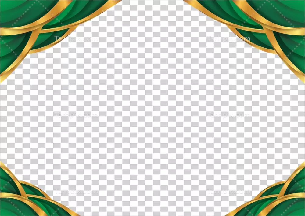 عکس دوربری فریم تزئینی اسلامی با طراحی زیبا و رنگ های طلایی و سبز