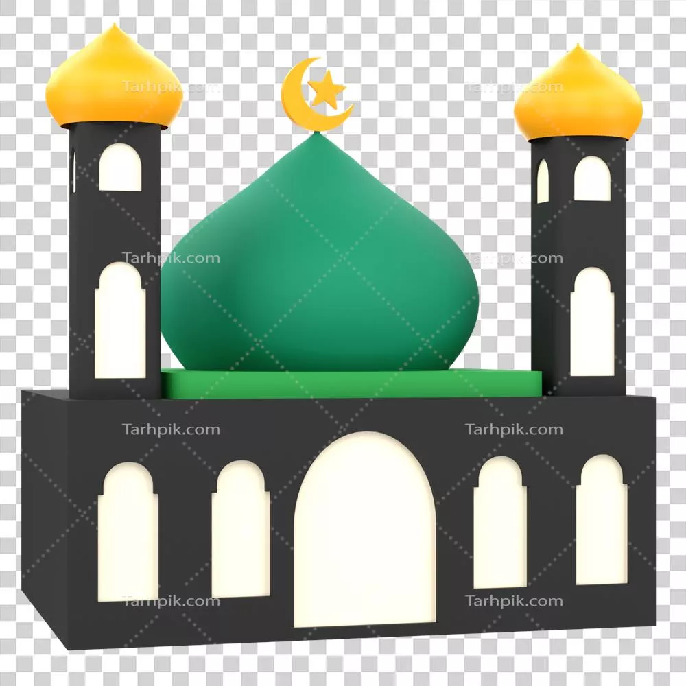 عکس دوربری مدل سه بعدی مسجد برای جشن رمضان با پس زمینه شفاف