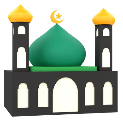 عکس دوربری مدل سه بعدی مسجد برای جشن رمضان با پس زمینه شفاف