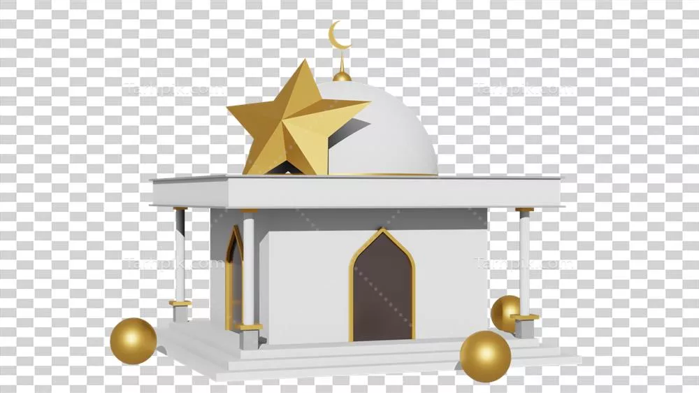 عکس دوربری تصویری زیبا از یک مسجد سه بعدی در ماه رمضان کریم