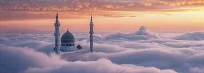 عکس مسجد زیبا در بالای ابرها با طراحی هوش مصنوعی