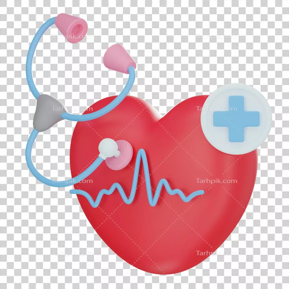 عکس دوربری تصویری سه بعدی از گوشی پزشکی و شنیدن ضربان قلب انسان