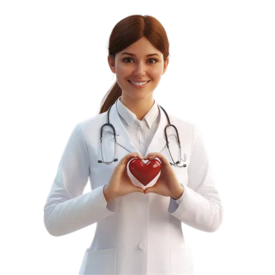 عکس دوربری دکتر جوان و خوشحال با حرکات دست قلبی شکل ایجاد می کند