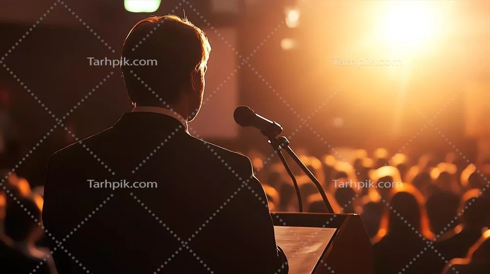 عکس سخنرانی جذاب و تاثیرگذار برای یک جمعیت مشتاق و فعال