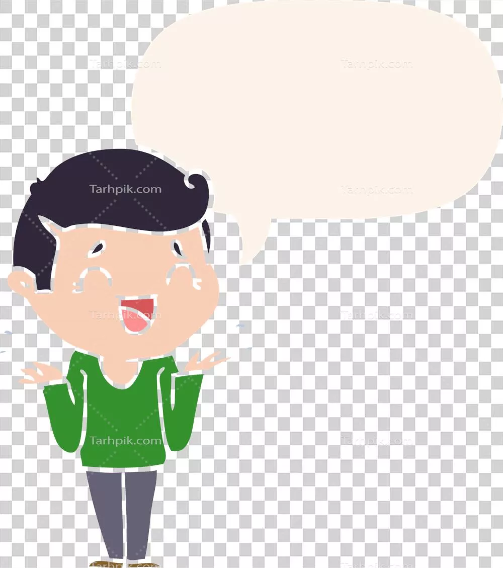 عکس دوربری مردی گیج و خندان در سبک کارتونی با حباب گفتار در طراحی ریترو