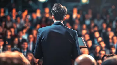 عکس کاندیدای ریاست جمهوری در حال سخنرانی به رای دهندگان - نمایی از پشت