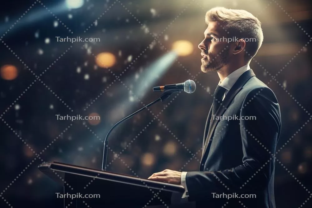 عکس سخنرانی یک متخصص در کنفرانس کسب و کار با حضور مخاطبان