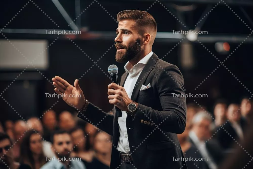عکس سخنرانی یک متخصص در کنفرانس کسب و کار با حضور مخاطبان