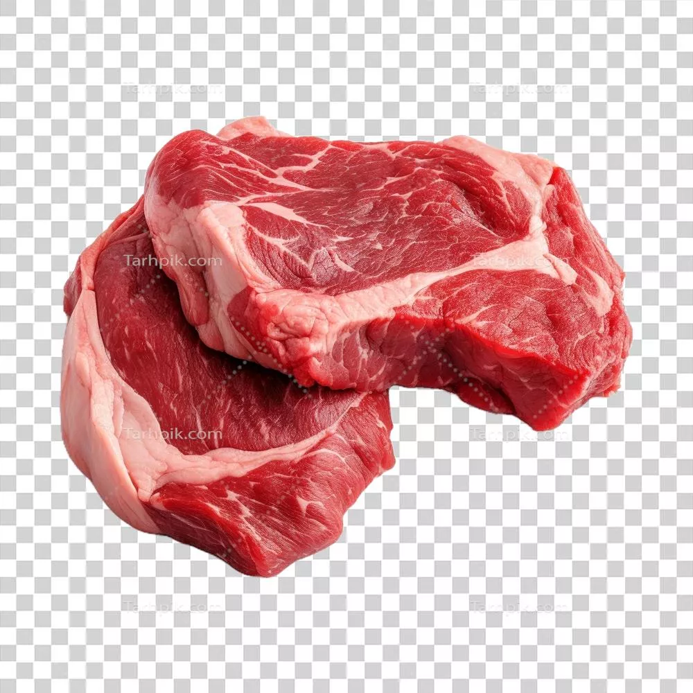 عکس دوربری تصویر با کیفیت بالا از گوشت خام بر روی پس زمینه شفاف