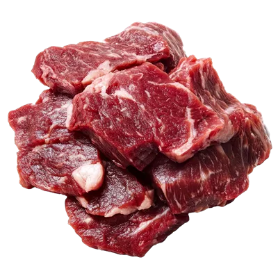 عکس دوربری قطعات تازه و خام گوشت دم چاق در معرض نمایش برای استفاده در آشپزی