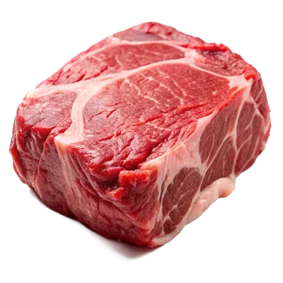 عکس دوربری گوشت تازه و خوشمزه بر روی پس زمینه شفاف برای استفاده در طراحی