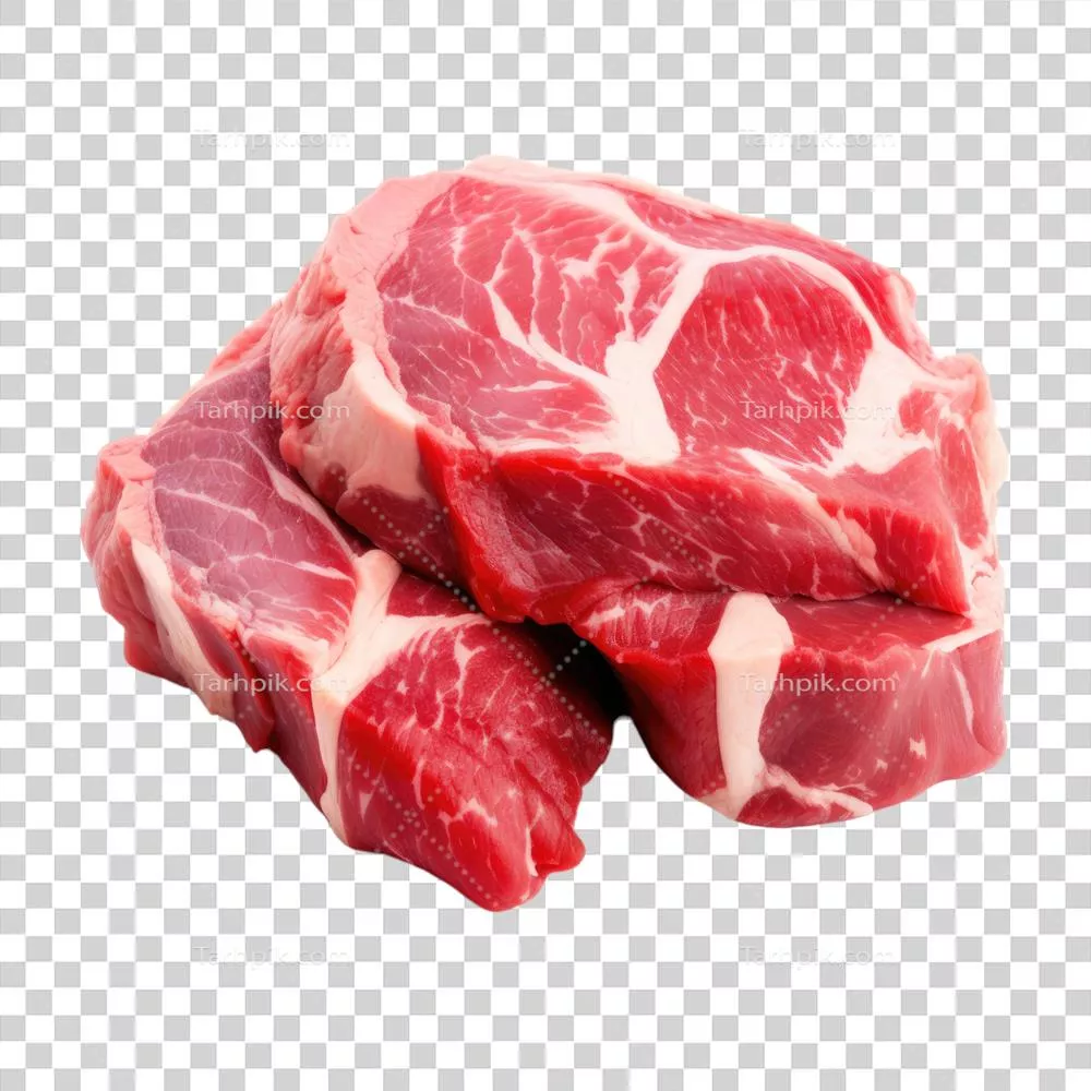 عکس دوربری قطعه ای خوشمزه و لذیذ از گوشت با پس زمینه شفاف