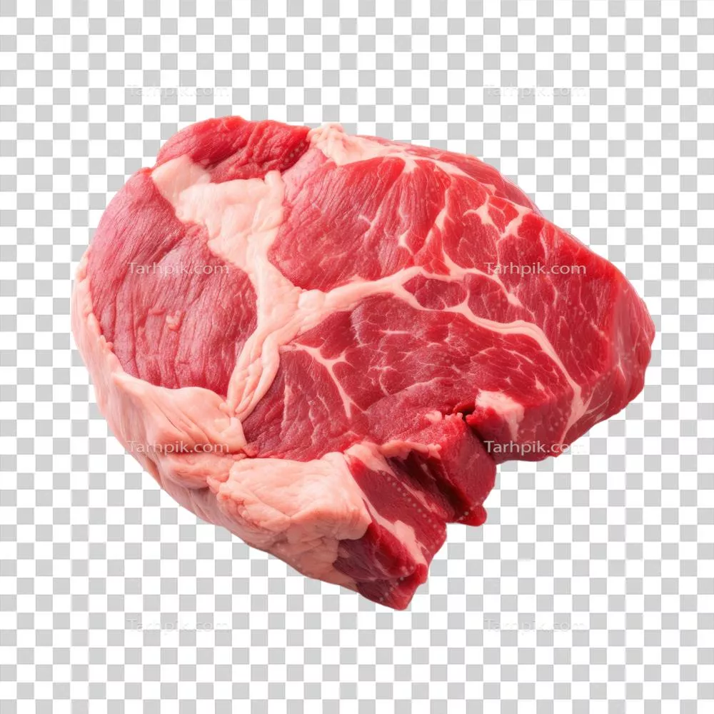 عکس دوربری قطعه ای خوشمزه و لذیذ از گوشت با پس زمینه شفاف