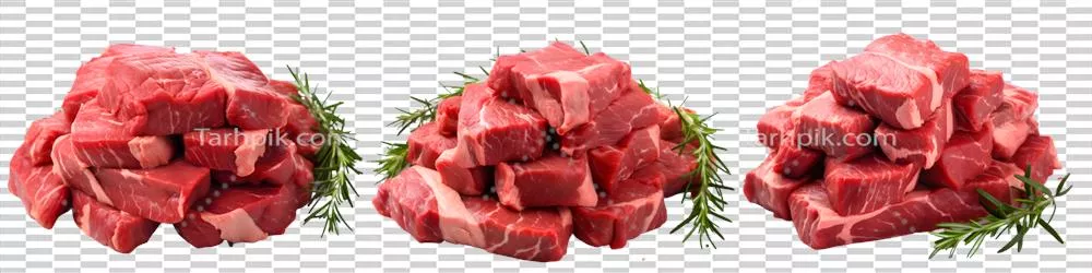 عکس دوربری گوشت تازه و خام گوساله با پس زمینه شفاف و کیفیت بالا