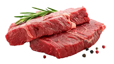 عکس دوربری گوشت قرمز با رنگ جذاب و شفاف در پس زمینه ای زیبا و مینیمالیستی