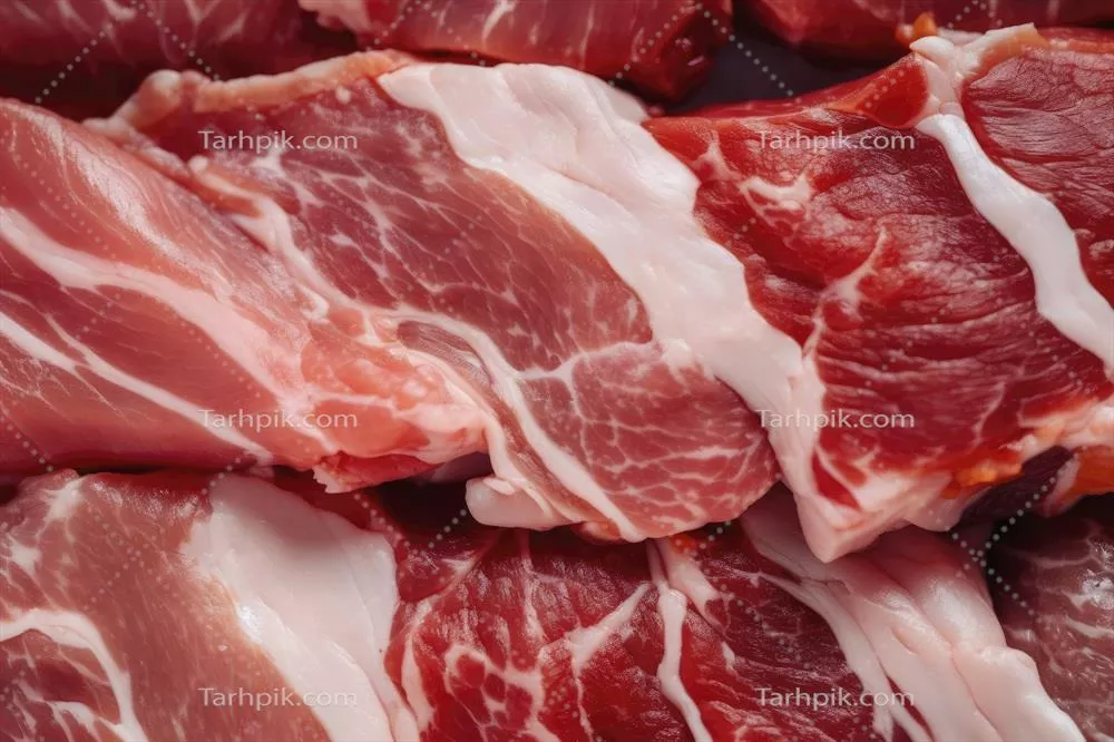 عکس تصویری از گوشت خوک با بافتی جذاب و طبیعی در نمای کلوزآپ