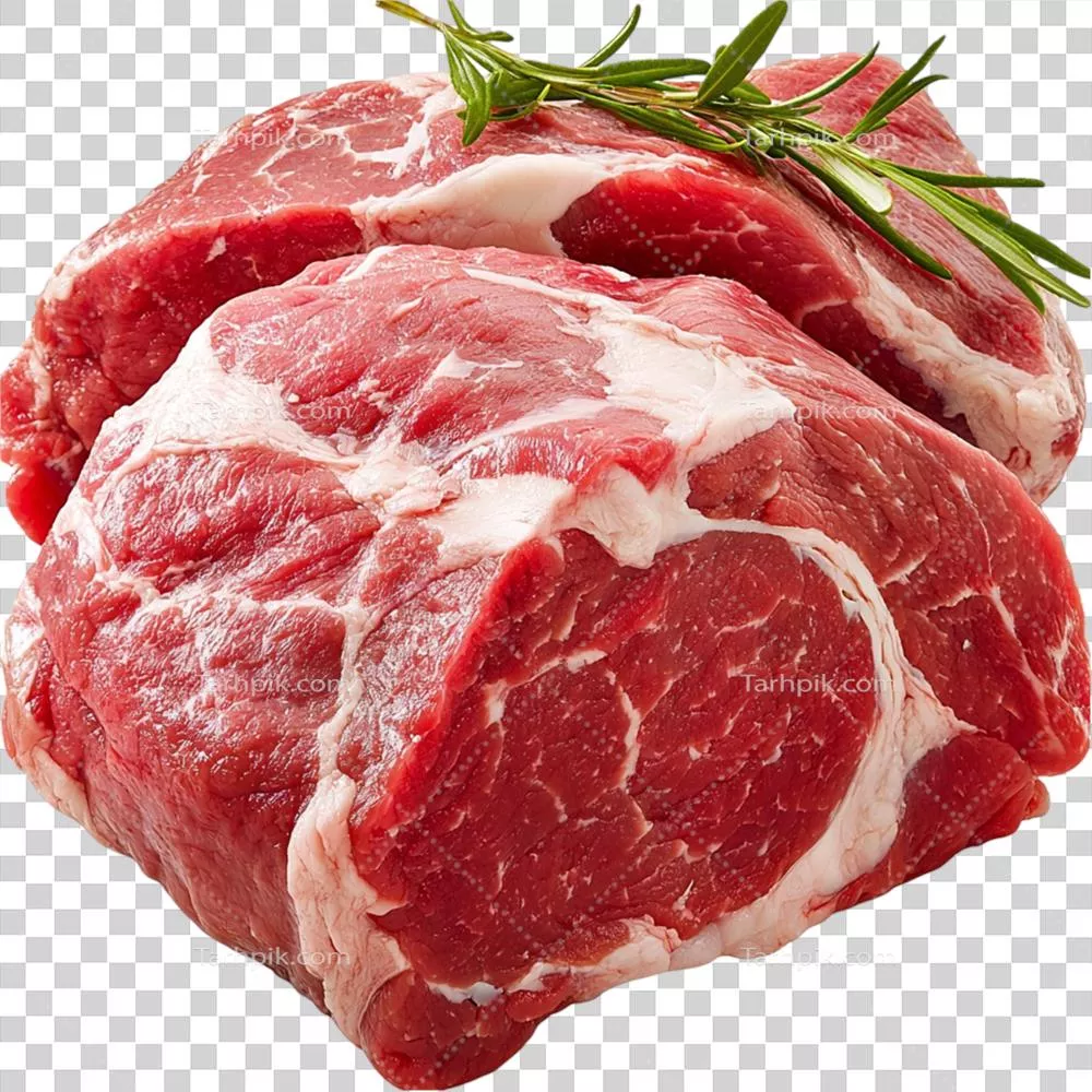 عکس دوربری گوشت قرمز تازه و آبدار با چاشنی گیاهی خوشمزه و معطر