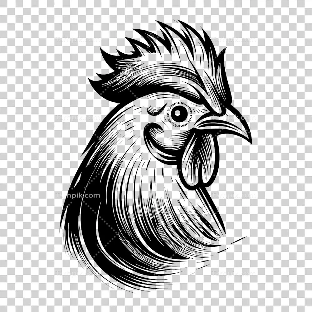 عکس دوربری تصویر سیاه سفید از یک مرغ با طراحی خلاقانه و مدرن