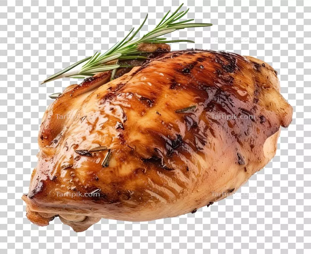 عکس دوربری مرغ سرخ شده خوشمزه و ترد با رنگ طلایی و جذاب