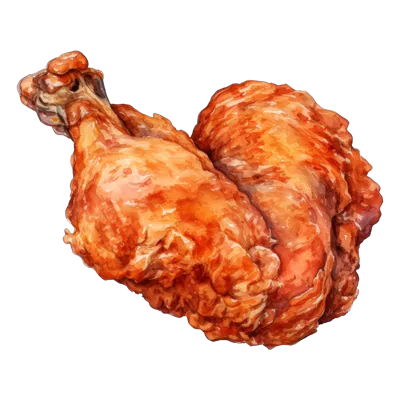 عکس دوربری تصویری جذاب از مرغ سرخ شده با طراحی هنری و رنگ های زنده