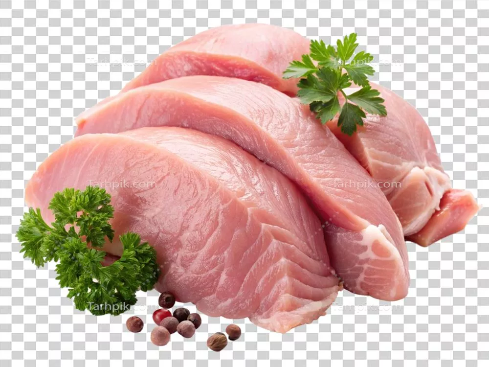 عکس دوربری گوشت تازه و خام با کیفیت بالا و واقع گرایانه در پس زمینه شفاف