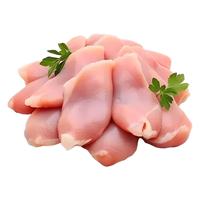 عکس دوربری تصویری سه بعدی از گوشت خام مرغ با کیفیت بالا و پس زمینه شفاف