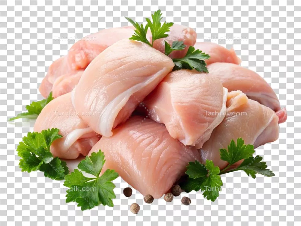 عکس دوربری گوشت تازه و خام با کیفیت بالا بر روی پس زمینه شفاف