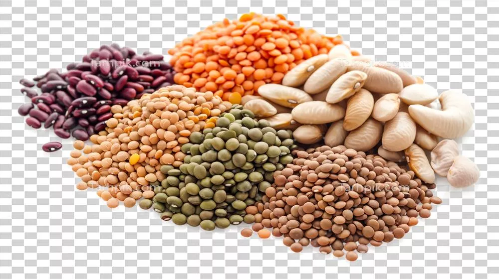 عکس دوربری ترکیب متنوع از انواع لپه و حبوبات در یک تصویر زیبا و جذاب
